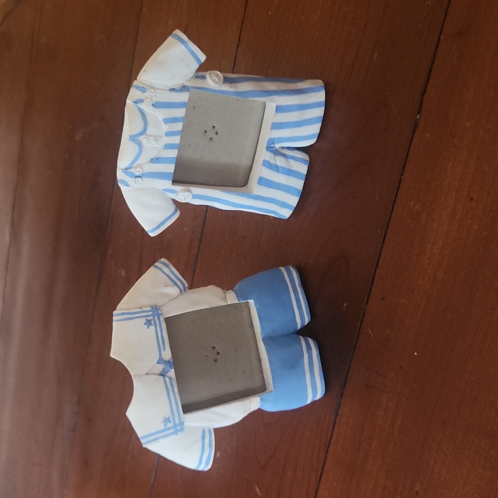 Two's Company Set of Two Picture Frames Baby Boy Nursery  Blue & White John-John